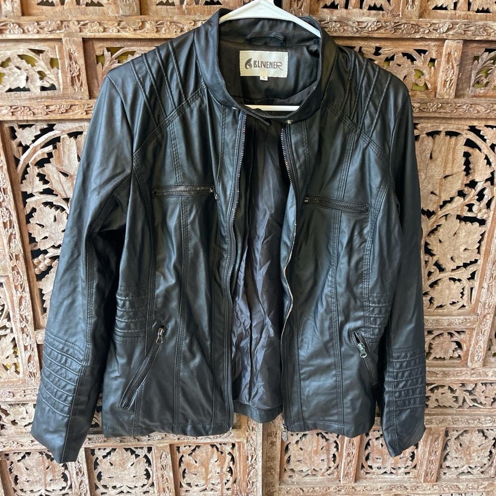 Black Pleather Jacket for Women